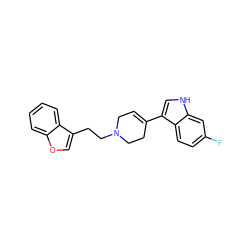 Fc1ccc2c(C3=CCN(CCc4coc5ccccc45)CC3)c[nH]c2c1 ZINC000034554171