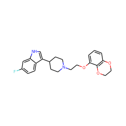 Fc1ccc2c(C3CCN(CCOc4cccc5c4OCCO5)CC3)c[nH]c2c1 ZINC000013437397