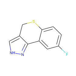 Fc1ccc2c(c1)-c1n[nH]cc1CS2 ZINC000063539566