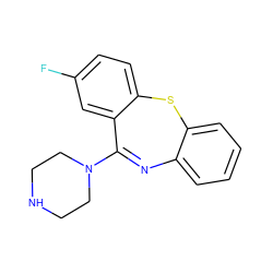 Fc1ccc2c(c1)C(N1CCNCC1)=Nc1ccccc1S2 ZINC000116540525