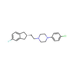 Fc1ccc2c(c1)C[C@@H](CCN1CCN(c3ccc(Cl)cc3)CC1)C2 ZINC000169350274