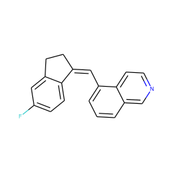 Fc1ccc2c(c1)CC/C2=C/c1cccc2cnccc12 ZINC000013535846