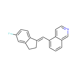 Fc1ccc2c(c1)CC/C2=C\c1cccc2cnccc12 ZINC000013535853