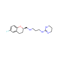 Fc1ccc2c(c1)CC[C@H](CNCCCNC1=NCCCN1)O2 ZINC000001545456