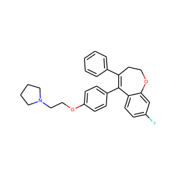 Fc1ccc2c(c1)OCCC(c1ccccc1)=C2c1ccc(OCCN2CCCC2)cc1 ZINC000040894866