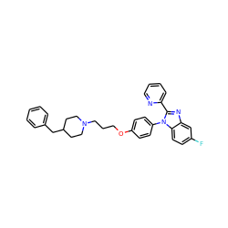 Fc1ccc2c(c1)nc(-c1ccccn1)n2-c1ccc(OCCCN2CCC(Cc3ccccc3)CC2)cc1 ZINC000034632481