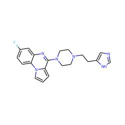 Fc1ccc2c(c1)nc(N1CCN(CCc3cnc[nH]3)CC1)c1cccn12 ZINC000045283597