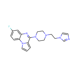 Fc1ccc2c(c1)nc(N1CCN(CCn3ccnc3)CC1)c1cccn12 ZINC000045291288