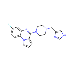 Fc1ccc2c(c1)nc(N1CCN(Cc3c[nH]cn3)CC1)c1cccn12 ZINC000045245703