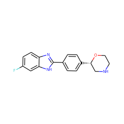 Fc1ccc2nc(-c3ccc([C@H]4CNCCO4)cc3)[nH]c2c1 ZINC000205110125