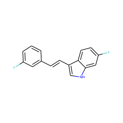 Fc1cccc(/C=C/c2c[nH]c3cc(F)ccc23)c1 ZINC000072105939