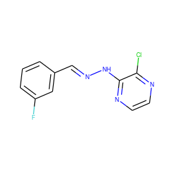 Fc1cccc(/C=N/Nc2nccnc2Cl)c1 ZINC000004947226