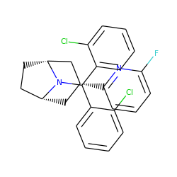 Fc1cccc([C@@H]2C[C@@H]3CC[C@H](C2)N3C(c2ccccc2Cl)c2ccccc2Cl)n1 ZINC000103229900