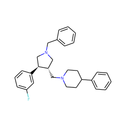 Fc1cccc([C@H]2CN(Cc3ccccc3)C[C@@H]2CN2CCC(c3ccccc3)CC2)c1 ZINC000026664141