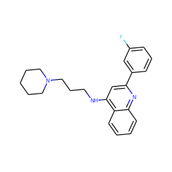 Fc1cccc(-c2cc(NCCCN3CCCCC3)c3ccccc3n2)c1 ZINC000208042490