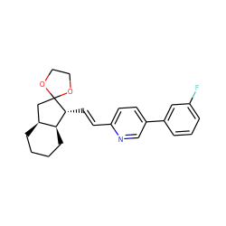 Fc1cccc(-c2ccc(/C=C/[C@@H]3[C@H]4CCCC[C@H]4CC34OCCO4)nc2)c1 ZINC000103247475