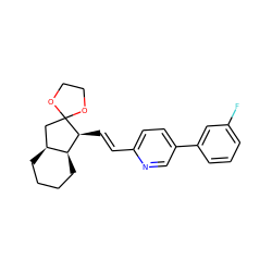 Fc1cccc(-c2ccc(/C=C/[C@H]3[C@H]4CCCC[C@H]4CC34OCCO4)nc2)c1 ZINC000103247407