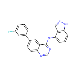 Fc1cccc(-c2ccc3ncnc(Nc4cccc5[nH]ncc45)c3c2)c1 ZINC000143329522