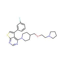 Fc1cccc(-c2csc3ncnc(N4CCC(COCCN5CCCC5)CC4)c23)c1 ZINC000146422921