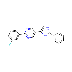 Fc1cccc(-c2ncc(-c3cnc(-c4ccccc4)[nH]3)cn2)c1 ZINC000118620788