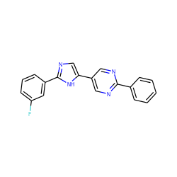 Fc1cccc(-c2ncc(-c3cnc(-c4ccccc4)nc3)[nH]2)c1 ZINC000068204380