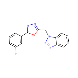 Fc1cccc(-c2nnc(Cn3nnc4ccccc43)o2)c1 ZINC000653727938