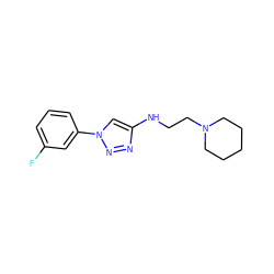 Fc1cccc(-n2cc(NCCN3CCCCC3)nn2)c1 ZINC000209677272