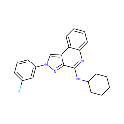 Fc1cccc(-n2cc3c(n2)c(NC2CCCCC2)nc2ccccc23)c1 ZINC000013672198