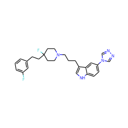 Fc1cccc(CCC2(F)CCN(CCCc3c[nH]c4ccc(-n5cnnc5)cc34)CC2)c1 ZINC000001486792