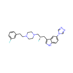 Fc1cccc(CCN2CCN(C[C@@H](F)Cc3c[nH]c4ccc(-n5cnnc5)cc34)CC2)c1 ZINC000022446360