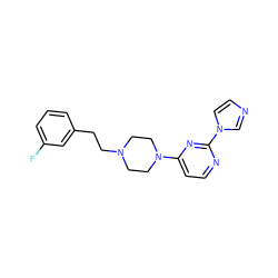 Fc1cccc(CCN2CCN(c3ccnc(-n4ccnc4)n3)CC2)c1 ZINC000299865636