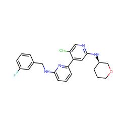 Fc1cccc(CNc2cccc(-c3cc(N[C@@H]4CCCOC4)ncc3Cl)n2)c1 ZINC000169703748