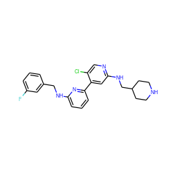 Fc1cccc(CNc2cccc(-c3cc(NCC4CCNCC4)ncc3Cl)n2)c1 ZINC000169703759