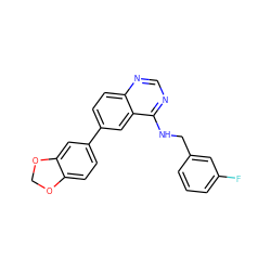 Fc1cccc(CNc2ncnc3ccc(-c4ccc5c(c4)OCO5)cc23)c1 ZINC000036380645