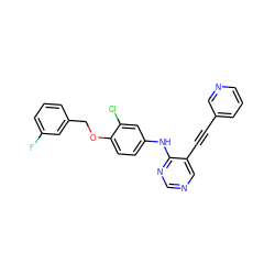 Fc1cccc(COc2ccc(Nc3ncncc3C#Cc3cccnc3)cc2Cl)c1 ZINC000034799978