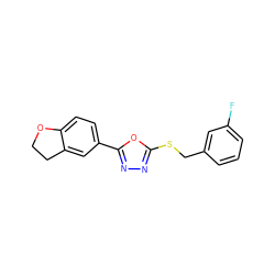 Fc1cccc(CSc2nnc(-c3ccc4c(c3)CCO4)o2)c1 ZINC000040895805