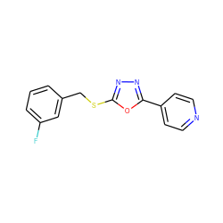 Fc1cccc(CSc2nnc(-c3ccncc3)o2)c1 ZINC000004941559