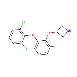 Fc1cccc(Cl)c1Oc1cccc(F)c1OC1CNC1 ZINC000066251555