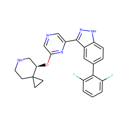 Fc1cccc(F)c1-c1ccc2[nH]nc(-c3cncc(O[C@@H]4CNCCC45CC5)n3)c2c1 ZINC000150166194