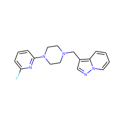 Fc1cccc(N2CCN(Cc3cnn4ccccc34)CC2)n1 ZINC000029134168