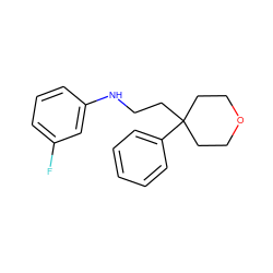 Fc1cccc(NCCC2(c3ccccc3)CCOCC2)c1 ZINC000072107569