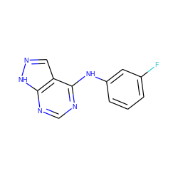 Fc1cccc(Nc2ncnc3[nH]ncc23)c1 ZINC000013687055