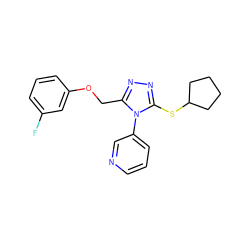 Fc1cccc(OCc2nnc(SC3CCCC3)n2-c2cccnc2)c1 ZINC000095598061