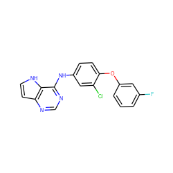 Fc1cccc(Oc2ccc(Nc3ncnc4cc[nH]c34)cc2Cl)c1 ZINC000073169954