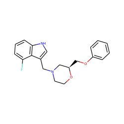 Fc1cccc2[nH]cc(CN3CCO[C@H](COc4ccccc4)C3)c12 ZINC000653726788