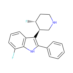 Fc1cccc2c([C@@H]3CNCC[C@H]3F)c(-c3ccccc3)[nH]c12 ZINC000013862740