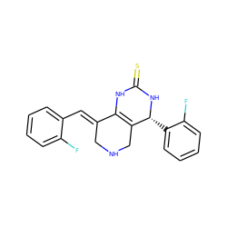 Fc1ccccc1/C=C1\CNCC2=C1NC(=S)N[C@@H]2c1ccccc1F ZINC000101679958