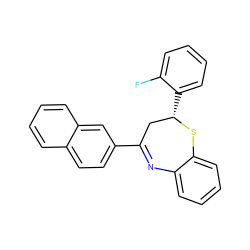 Fc1ccccc1[C@H]1CC(c2ccc3ccccc3c2)=Nc2ccccc2S1 ZINC000005810693