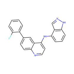 Fc1ccccc1-c1ccc2nccc(Nc3cccc4[nH]ncc34)c2c1 ZINC000143085080