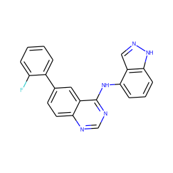 Fc1ccccc1-c1ccc2ncnc(Nc3cccc4[nH]ncc34)c2c1 ZINC000143173216